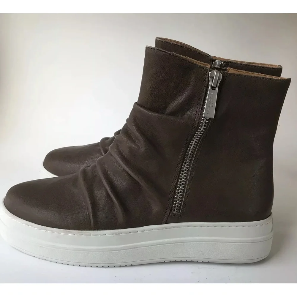 J/SLIDES Tina Platform High Top‎ Sneaker/Boot, Taupe (Size 6.5 M)